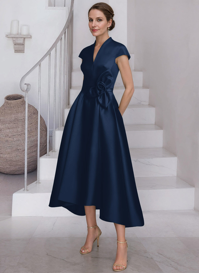 Modest V-Neck Cap Strsps Mother Of The Bride Dresses With 3D Floral
