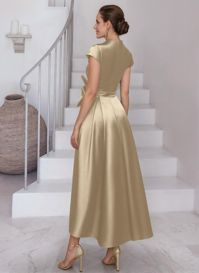 Modest V-Neck Cap Strsps Mother Of The Bride Dresses With 3D Floral