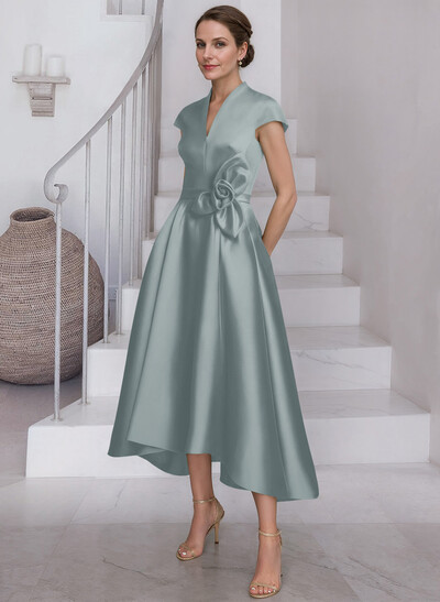 Modest V-Neck Cap Strsps Mother Of The Bride Dresses With 3D Floral