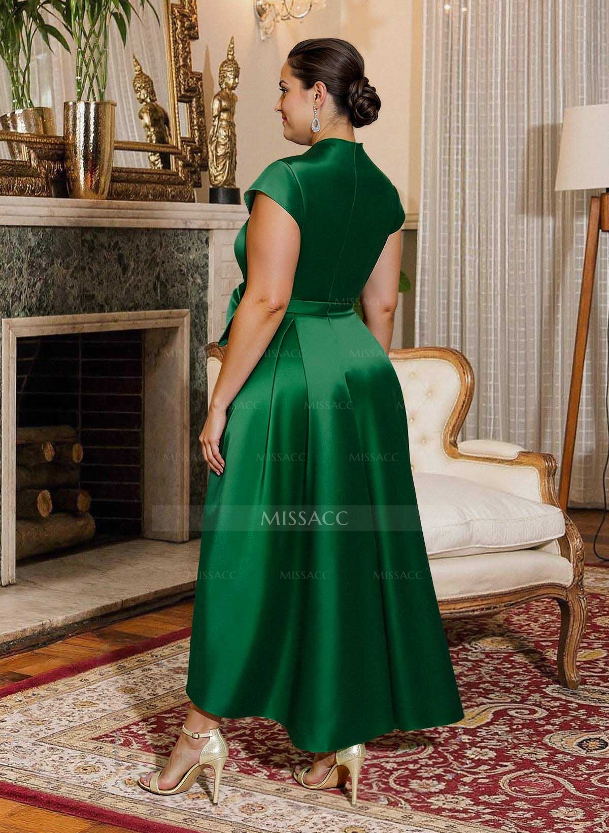 Modest V-Neck Cap Strsps Mother Of The Bride Dresses With 3D Floral