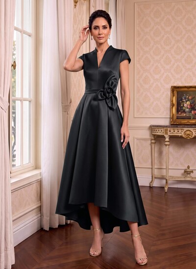 Modest V-Neck Cap Strsps Mother Of The Bride Dresses With 3D Floral
