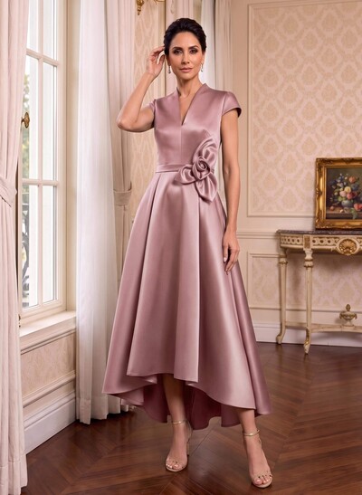 Modest V-Neck Cap Strsps Mother Of The Bride Dresses With 3D Floral