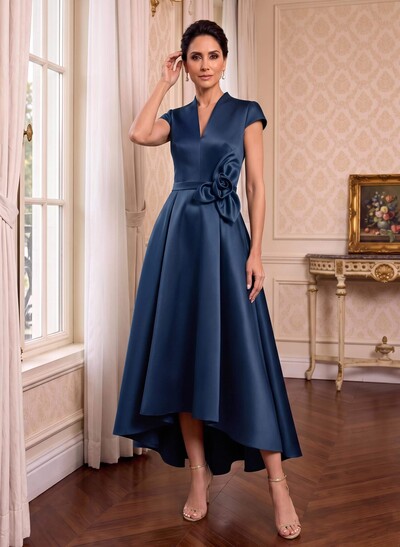Modest V-Neck Cap Strsps Mother Of The Bride Dresses With 3D Floral