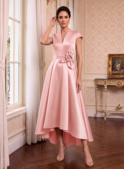 Modest V-Neck Cap Strsps Mother Of The Bride Dresses With 3D Floral