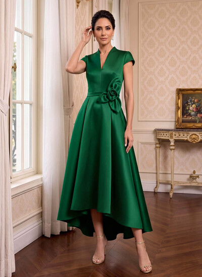 Modest V-Neck Cap Strsps Mother Of The Bride Dresses With 3D Floral