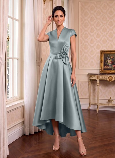 Modest V-Neck Cap Strsps Mother Of The Bride Dresses With 3D Floral