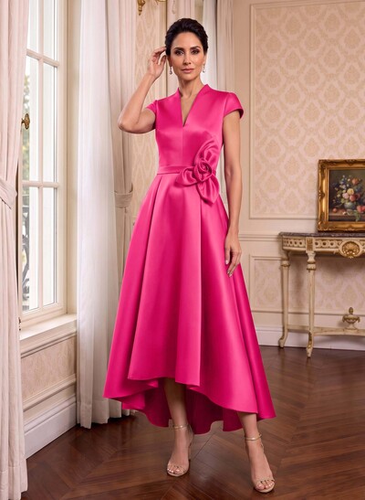 Modest V-Neck Cap Strsps Mother Of The Bride Dresses With 3D Floral