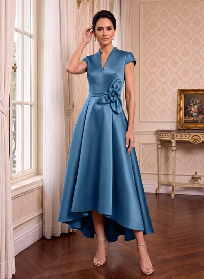 Modest V-Neck Cap Strsps Mother Of The Bride Dresses With 3D Floral