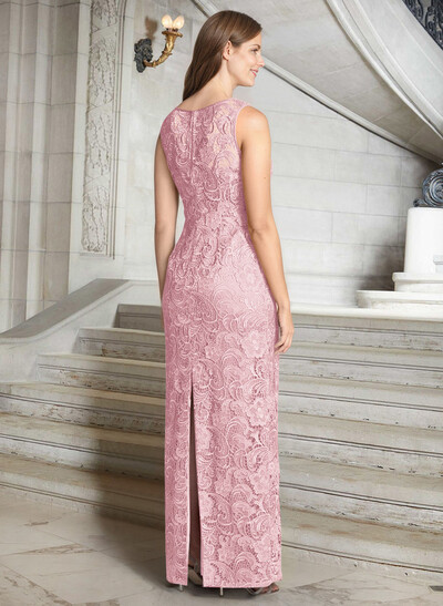 Luxury Blue Floral Embroidered LIlusion Neck Mother Of The Bride Dresses With Back Split