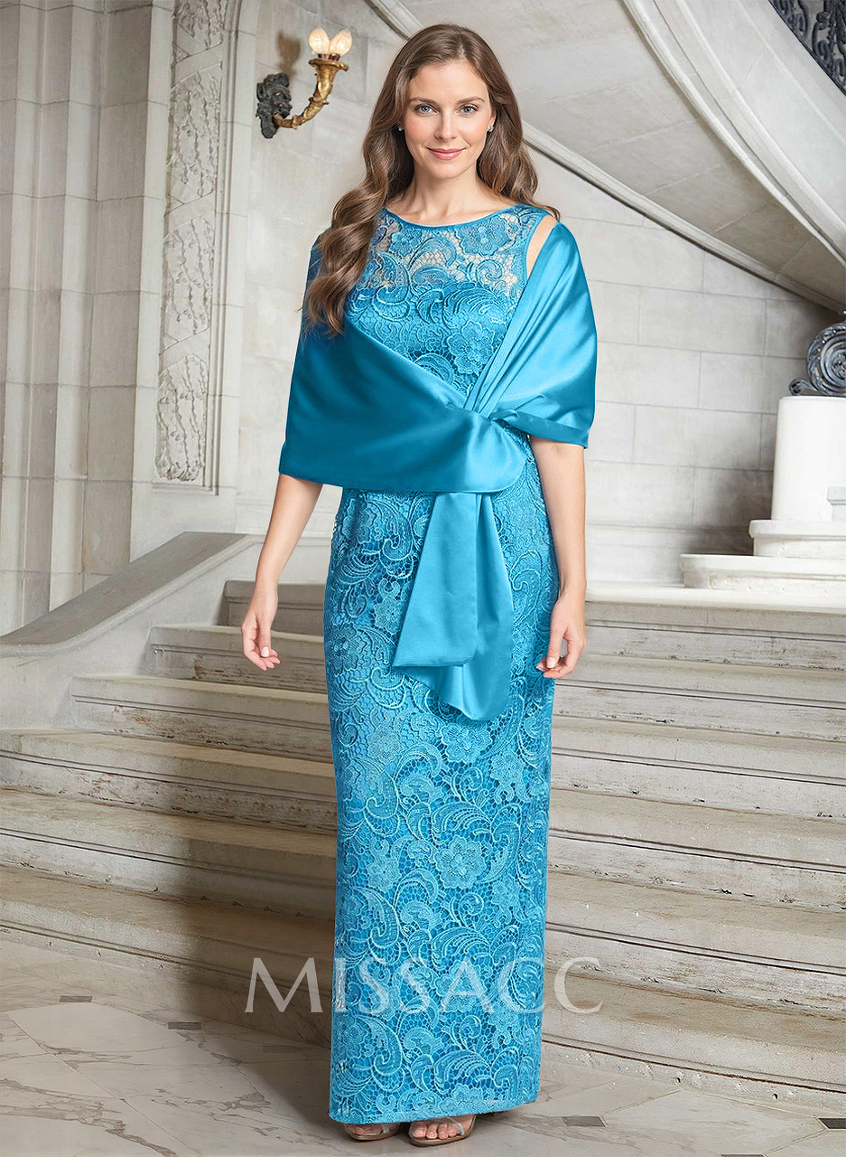 Luxury Blue Floral Embroidered LIlusion Neck Mother Of The Bride Dresses With Back Split
