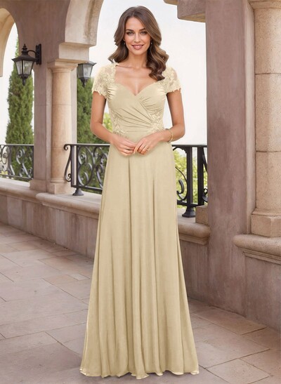 Modest Semi Sheer LIlusion Back Ruched Waist Mother Of The Bride Dresses With Lace Applique