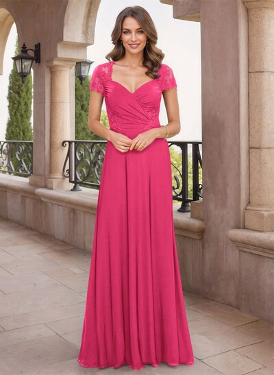 Modest Semi Sheer LIlusion Back Ruched Waist Mother Of The Bride Dresses With Lace Applique