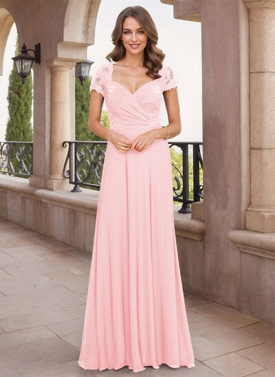 Modest Semi Sheer LIlusion Back Ruched Waist Mother Of The Bride Dresses With Lace Applique