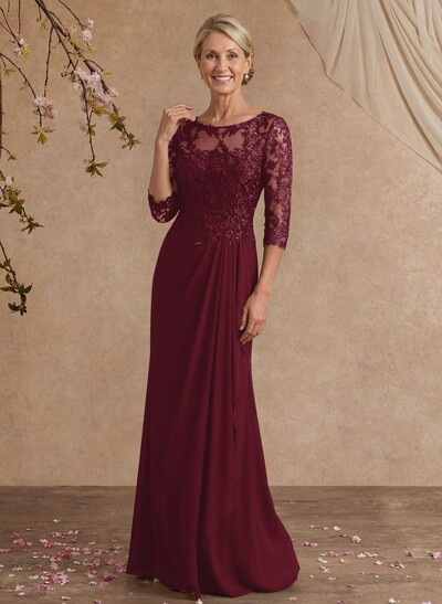 Flattering Llusion Semi Sheer Illusion Neck Mother Of The Bride Dresses With Ruffled Waist