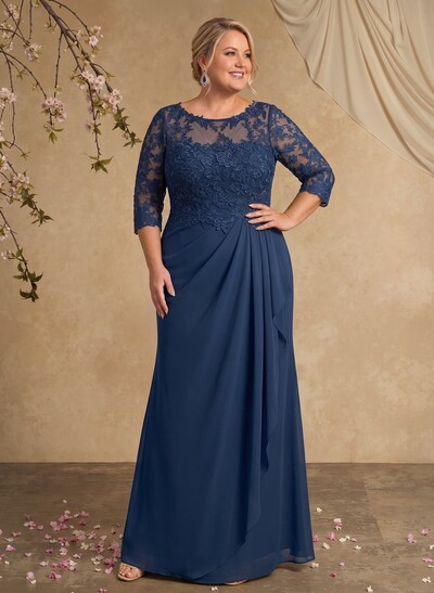 Flattering Llusion Semi Sheer Illusion Neck Mother Of The Bride Dresses With Ruffled Waist