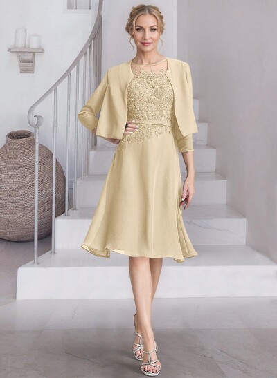 Exquisite Semi Sheer Illusion Lace Applique Neck Mother Of The Bride Dresses With Jacket