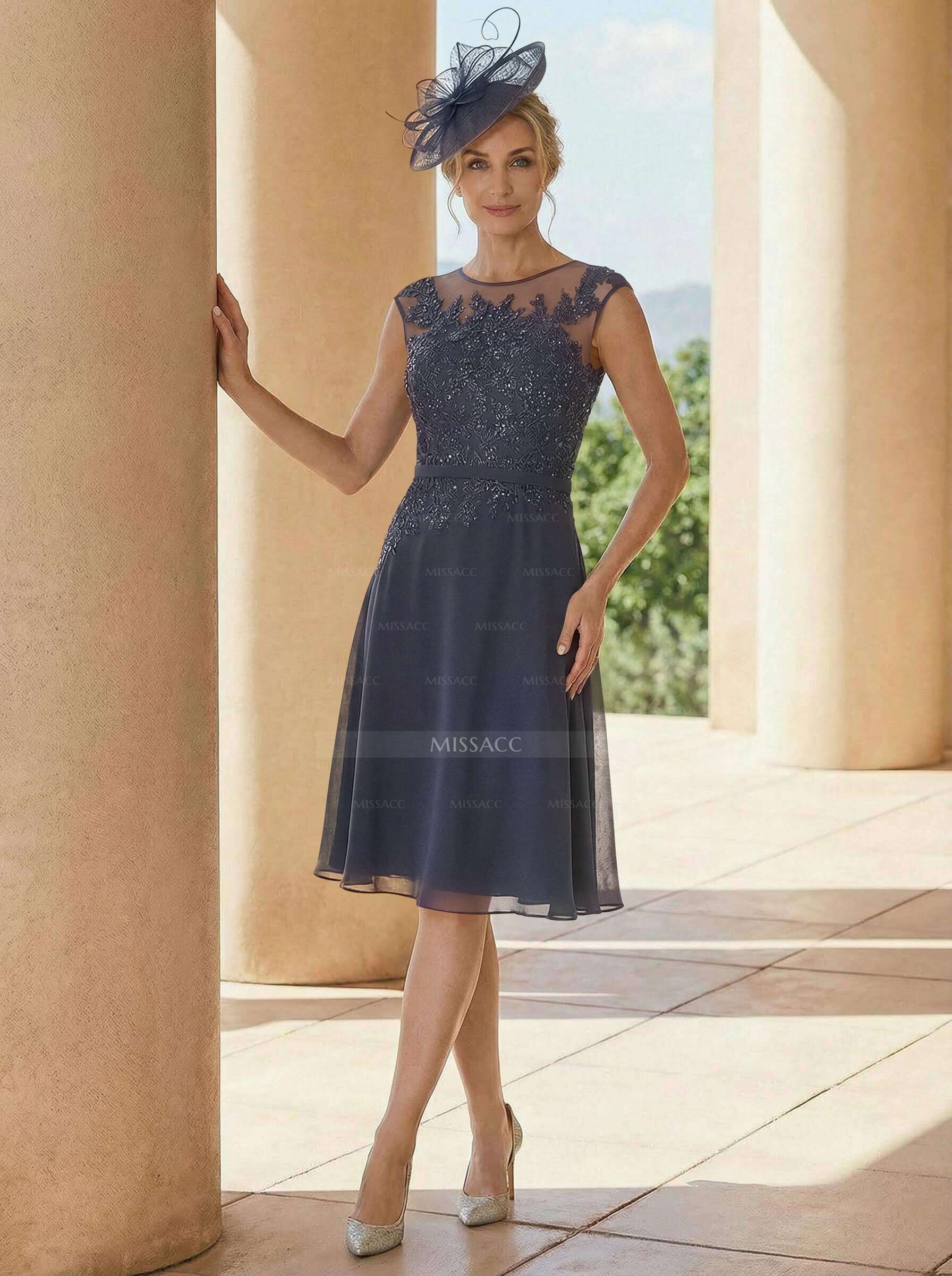 Exquisite Semi Sheer Illusion Lace Applique Neck Mother Of The Bride Dresses With Jacket