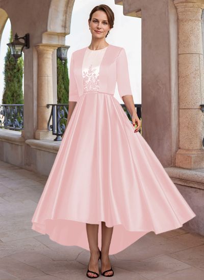Luxury Two Tone Satin And Lace Applique Mother Of The Bride Dresses With Jacket