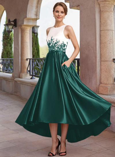 Luxury Two Tone Satin And Lace Applique Mother Of The Bride Dresses With Jacket