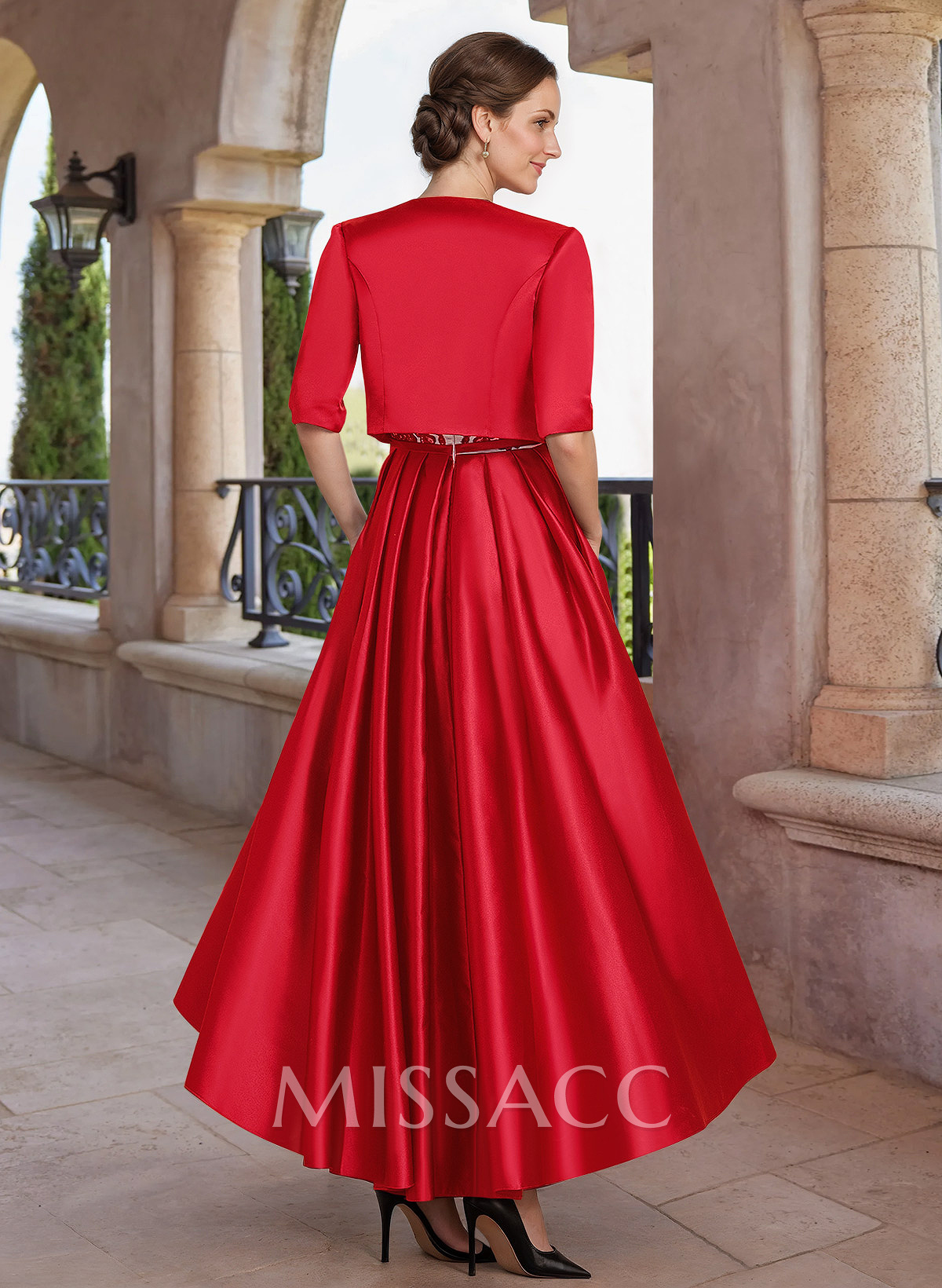 Luxury Two Tone Satin And Lace Applique Mother Of The Bride Dresses With Jacket