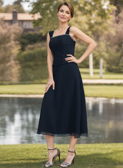 Elegant Lace Square Neckline Chiffon Mother Of The Bride Dresses With Jacket