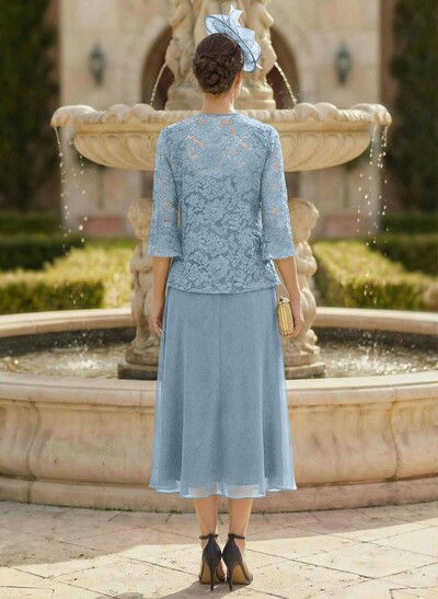 Elegant Lace Square Neckline Chiffon Mother Of The Bride Dresses With Jacket
