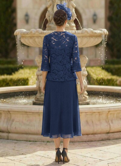 Elegant Lace Square Neckline Chiffon Mother Of The Bride Dresses With Jacket