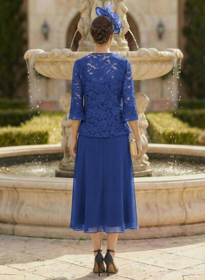 Elegant Lace Square Neckline Chiffon Mother Of The Bride Dresses With Jacket