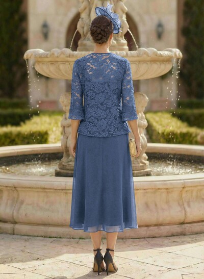 Elegant Lace Square Neckline Chiffon Mother Of The Bride Dresses With Jacket