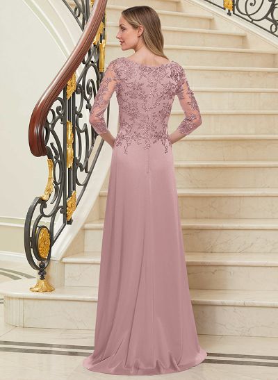 Scoop Neck Long Sleeves Floor-Length Mother Of The Bride Dresses With Lace