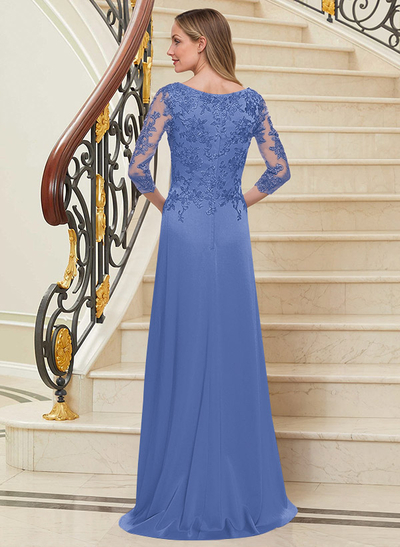 Scoop Neck Long Sleeves Floor-Length Mother Of The Bride Dresses With Lace