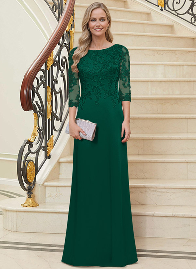 Scoop Neck Long Sleeves Floor-Length Mother Of The Bride Dresses With Lace