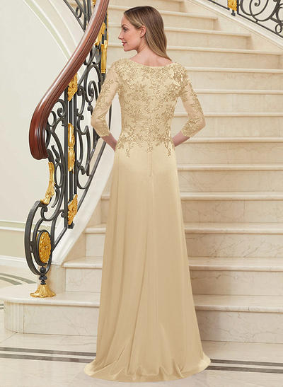 Scoop Neck Long Sleeves Floor-Length Mother Of The Bride Dresses With Lace