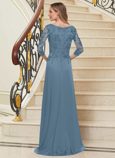 Scoop Neck Long Sleeves Floor-Length Mother Of The Bride Dresses With Lace