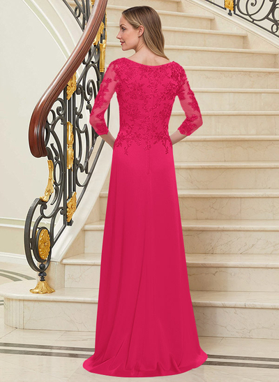 Scoop Neck Long Sleeves Floor-Length Mother Of The Bride Dresses With Lace