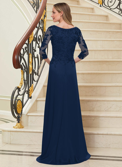 Scoop Neck Long Sleeves Floor-Length Mother Of The Bride Dresses With Lace