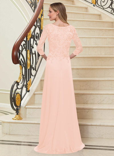 Scoop Neck Long Sleeves Floor-Length Mother Of The Bride Dresses With Lace