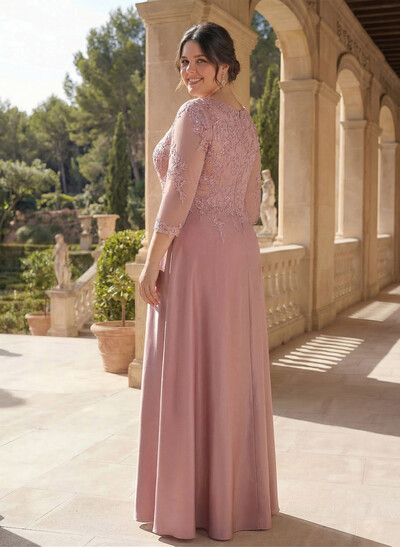 Scoop Neck Long Sleeves Floor-Length Mother Of The Bride Dresses With Lace
