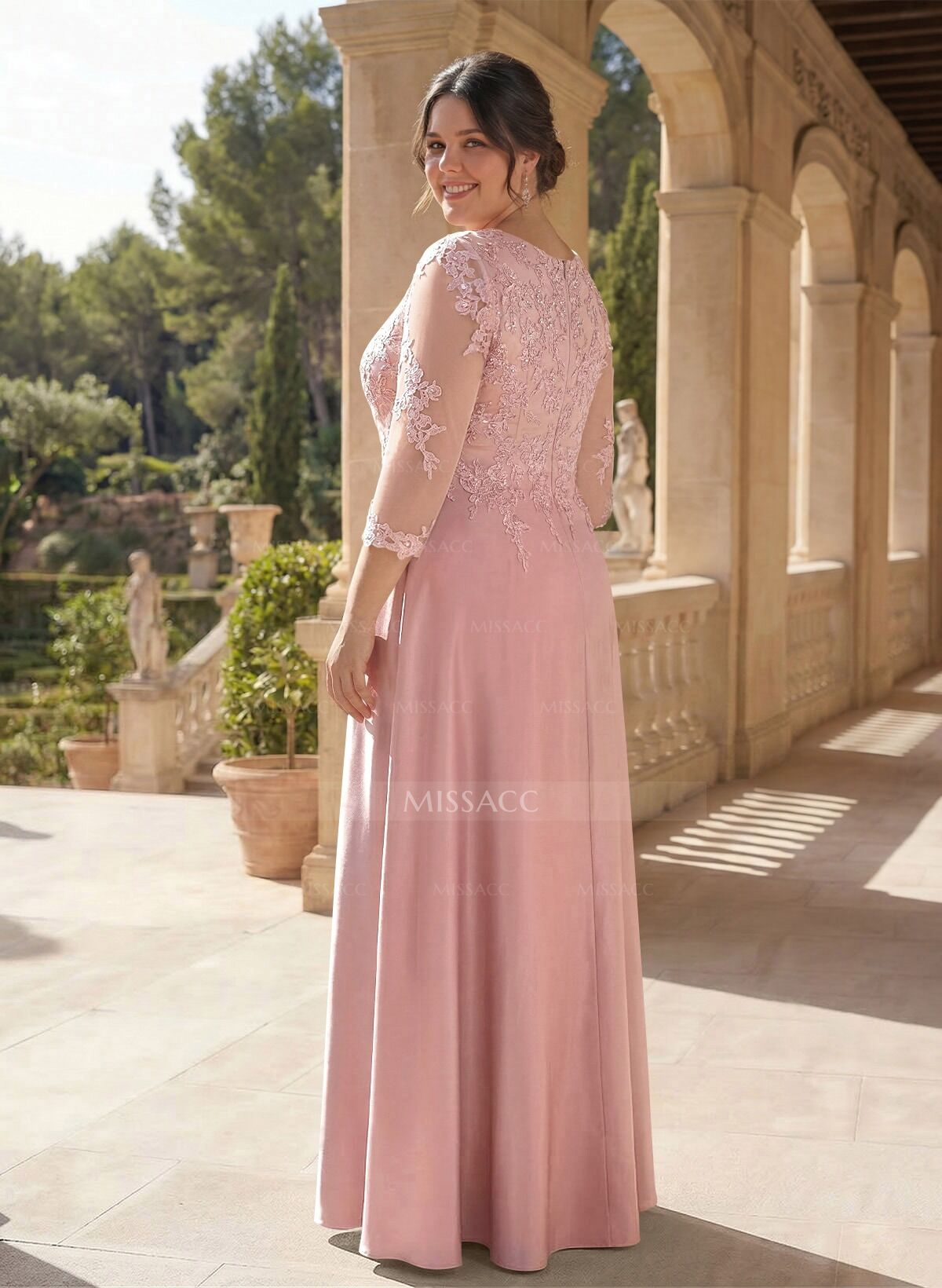 Scoop Neck Long Sleeves Floor-Length Mother Of The Bride Dresses With Lace