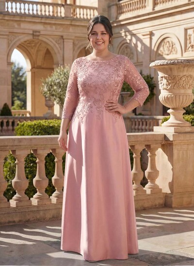 Scoop Neck Long Sleeves Floor-Length Mother Of The Bride Dresses With Lace