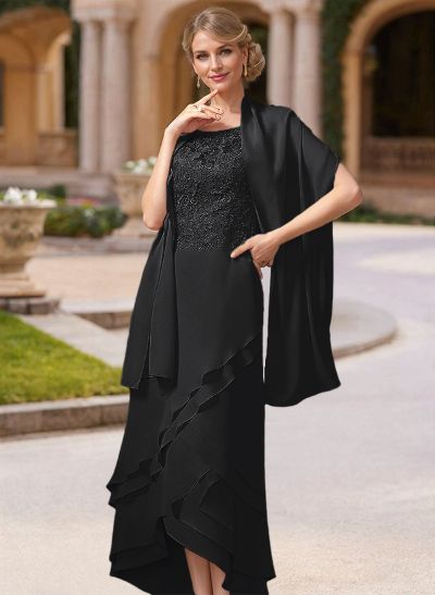 Sheath/Column Ankle-Length Chiffon Mother Of The Bride Dresses With Appliques Lace