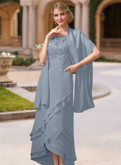 Vintage Inspired Scoop Neck Tiered Skirt Mother Of The Bride Dresses With Convertible Shawl