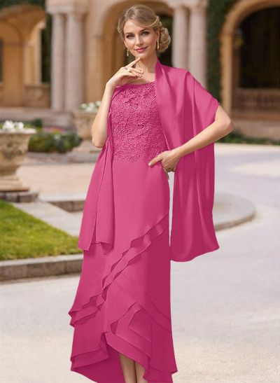 Sheath/Column Ankle-Length Chiffon Mother Of The Bride Dresses With Appliques Lace