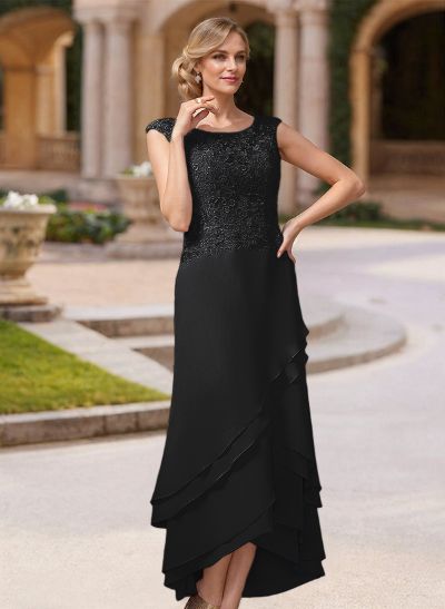 Sheath/Column Ankle-Length Chiffon Mother Of The Bride Dresses With Appliques Lace