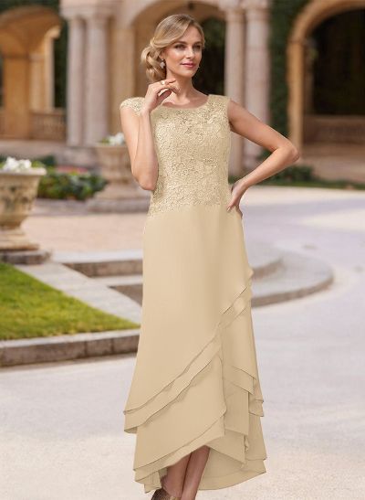 Sheath/Column Ankle-Length Chiffon Mother Of The Bride Dresses With Appliques Lace