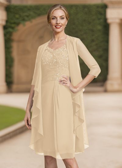 Sheath/Column Chiffon Mother Of The Bride Dresses With Appliques Lace