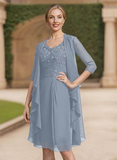 Exquisite V-Neck Beaded Lace Applique Mother Of The Bride Dresses With Jacket