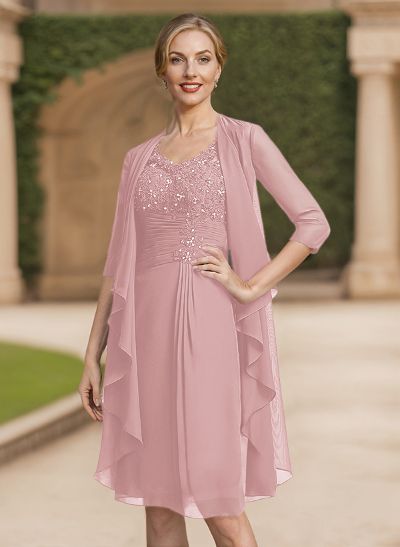 Sheath/Column Chiffon Mother Of The Bride Dresses With Appliques Lace