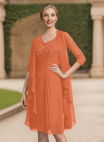 Sheath/Column Chiffon Mother Of The Bride Dresses With Appliques Lace