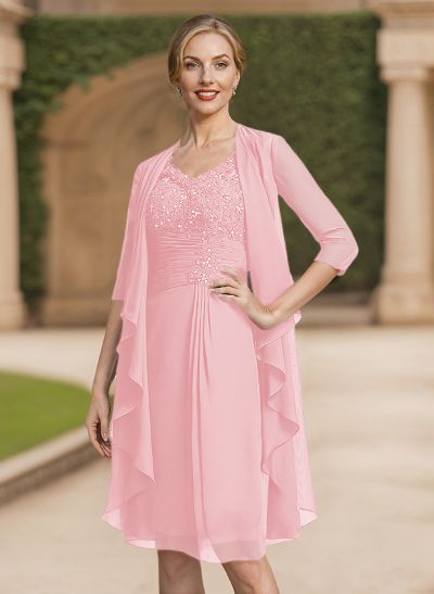 Exquisite V-Neck Beaded Lace Applique Mother Of The Bride Dresses With Jacket